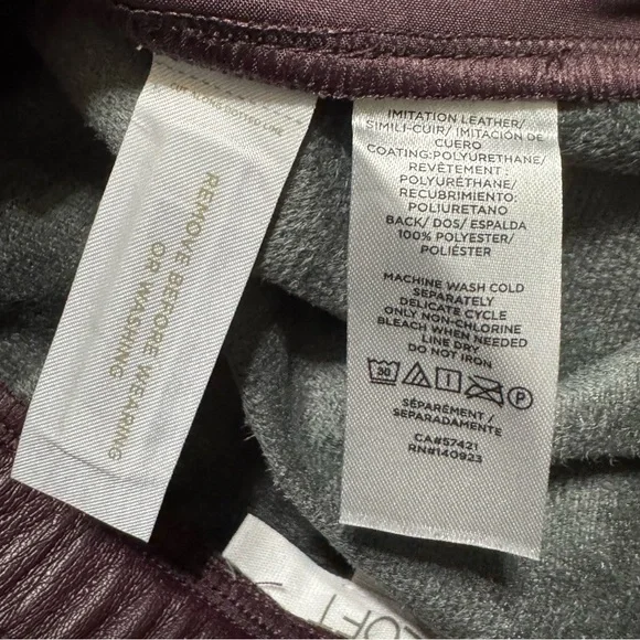 Loft Pull On Slim Pants Faux Leather Burgundy Drawstring Women’s Slacks Size XXL - Picture 3 of 13